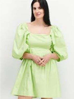 HYFVE Open Back Cutout Puff Sleeve Poplin Mini Dress Size S